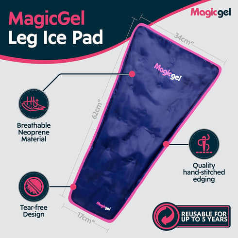 Magic Gel Leg Ice Pack - Professional Cold Therapy Wrap - Full Leg Ice Pack for Shins, Hamstrings, and Legs