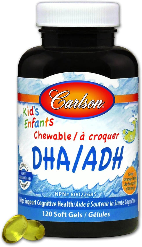 Chew DHA Orange, 120 Softgels, Carlson for Kids