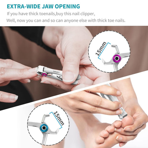 SZQHT Extra Wide Jaw Opening Nail Clippers - Thick Nails Cutter for Ingrown Toenail & Fingernails Manicure Set