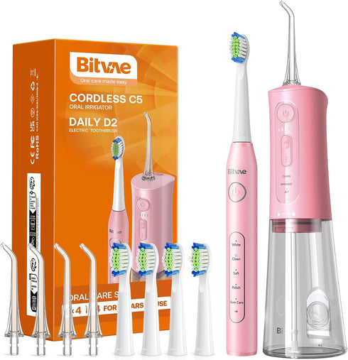 Bitvae Electric Toothbrush with Water Flosser, 5 Modes Electric Toothbrush for Adults, Upgraded Water Dental Flosser,