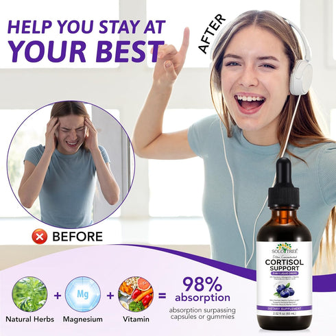 NIFEISHI 9-in-1 Flavor-2.02 floz Cortisol Reducer & Manager Liquid Drops for Women & Men | Cortisol Supplements