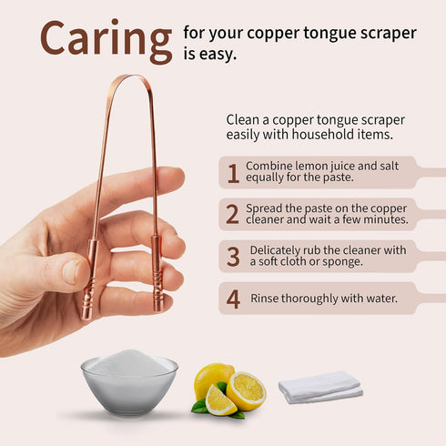 MasterMedi Pure Copper Tongue Scraper for Adults, Easy to Use Tongue Cleaner with Case (Pack of 1)