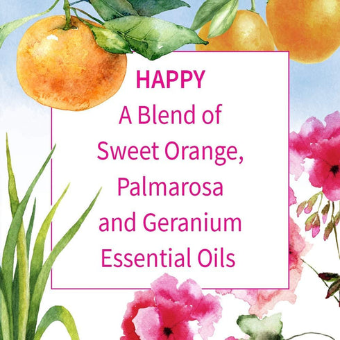 Garden of Life Essential Oils, 100% Organic & Pure Geranium, Sweet Orange & Palmarosa, 0.5 fl oz, Happy Blend