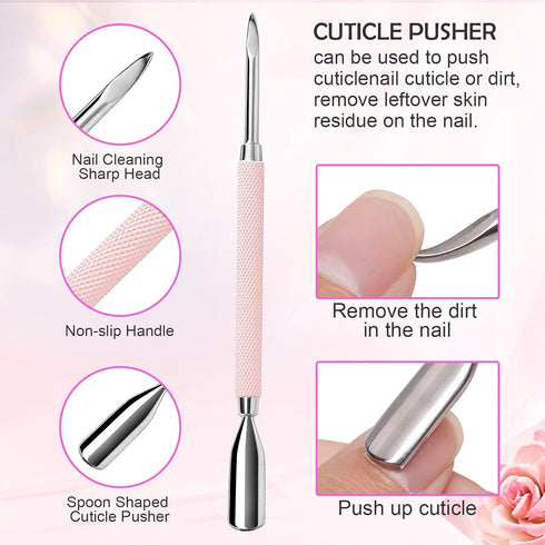 Makartt Cuticle Trimmer with Pusher, 3 PCS Pink Nail Tools for Professional Manicure & Pedicure