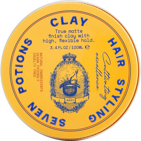 SEVEN POTIONS Hair Clay - 3.4 fl oz, High Hold Matte Pomade for Effortless Hair Styling, Natural, Vegan, Cruelty Free