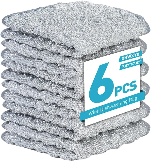XHWXYQ New Upgrade Non Scratch Wire Dishcloth, Multipurpose Wire Dishwashing Rags for Kitchen,