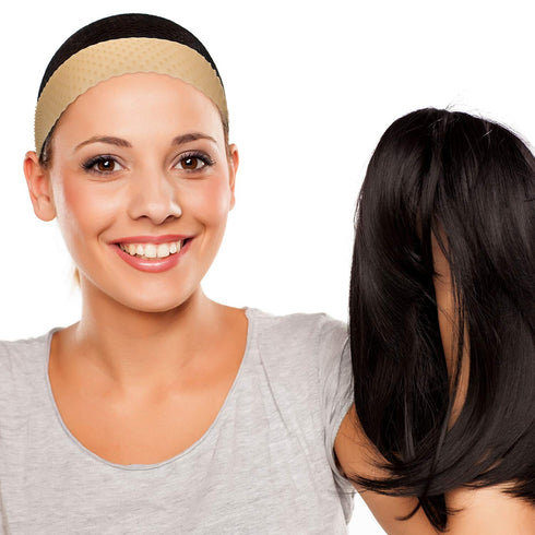 WILLBOND 2 Pieces Adjustable Silicone Wig Grip Band, Non Slip Headband for Men Women Sports Yoga (Light Brown)