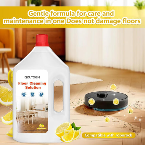QKLYXEN 82 OZ Floor Cleaning Solution Compatible with Roborock FL Lemon Floor Cleaner Long-Lasting, Zesty Scent For All