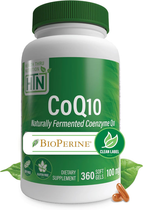 Health Thru Nutrition CoQ-10 100mg with BioPerine, 360 Softgels | Heart Health and Energy Support