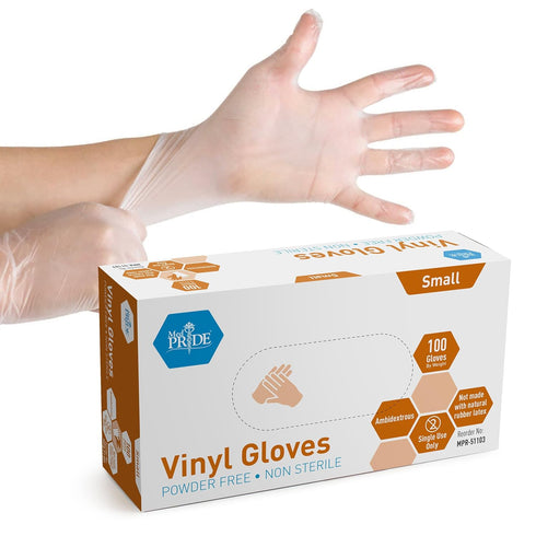 Med PRIDE Vinyl Gloves, 4.3 mil Thick, Powder-Free, Non-Sterile Heavy Duty Disposable Gloves