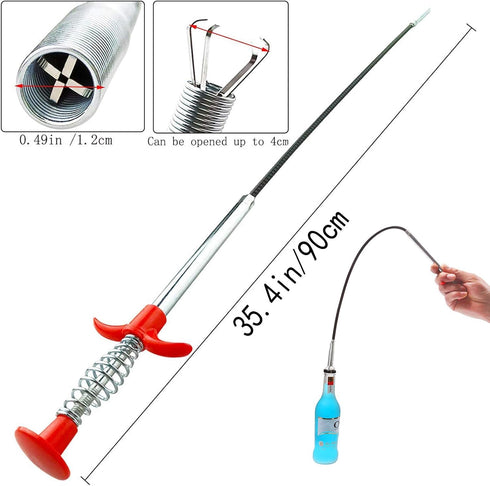 Drain Snake Clog Remover, Flexible Grabber Claw Pick Up Reacher for Toilet, Sewer, Shower, Kitchen, Bathroom Cleaning