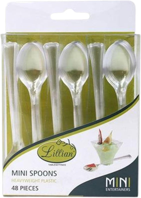 Lillian Tablesettings Mini Spoon - Polished Silver, Pack of 48 Plastic Serve-ware