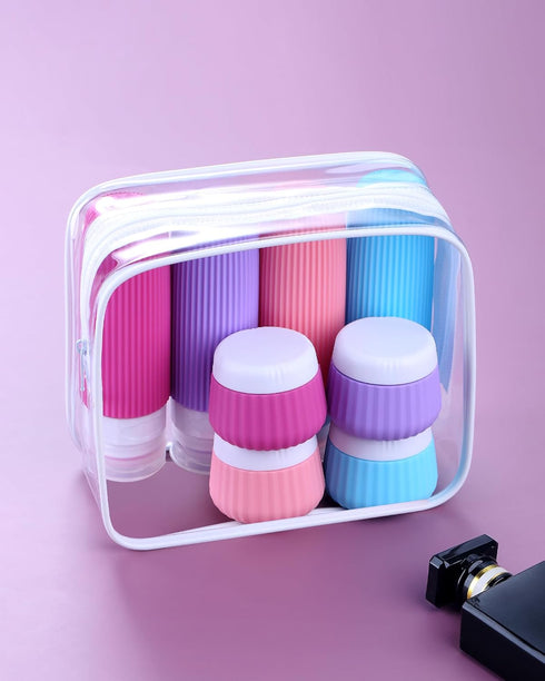 Travel Bottles for Toiletries, 8 Pack TSA Approved 3 oz Containers with Clear Bag, Leak Proof