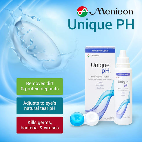 Menicon (4 Unique pH Multi-Purpose Contact Lens Solution With Lens Case Fluid Ounces)
