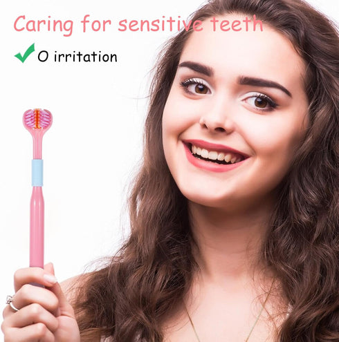 JJUNW 4Pcs 3 Set Sided Toothbrush Adult, Deeply and Thoroughly to Clean Teeth and Gums Colorful Soft Bristle Three