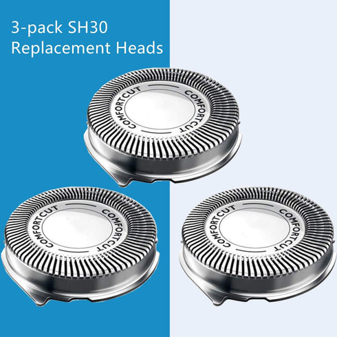 SH30 Replacement Heads for Philips Norelco Series 3000, 2000, 1000 Shavers, Compatible with ComfortCut Blades