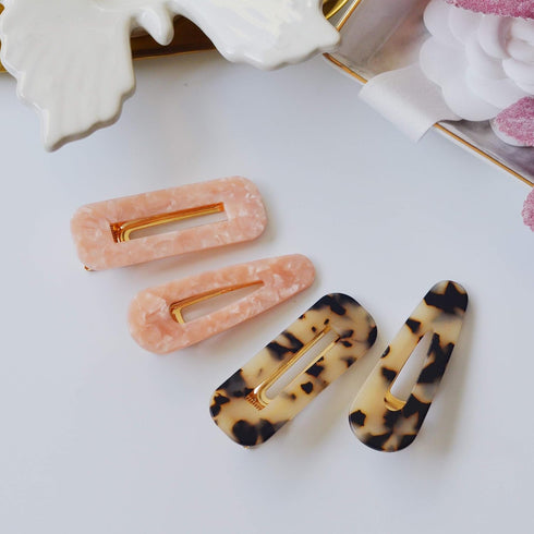 Resin Tortoise Leopard Print Hair Clips and Barrettes, 4 Pack (Women's Accessories)