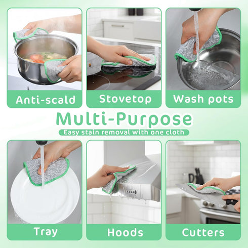 YBEATY 5 Pcs Wire Dishwashing Cloth Multipurpose Double-Sided Stainless Steel Wire with Multi-Layer Cotton Thread Metal