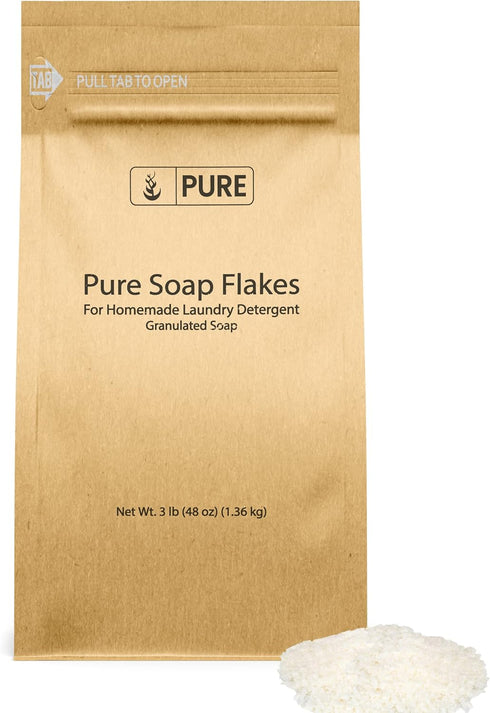 Pure Original Ingredients Soap Flakes, 3 lb, Tallow Based, Granulated Homemade Laundry Detergent