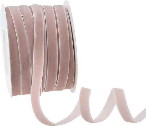 Dusty Rose Velvet Ribbon 3/8 Inch Single Face Thin Velvet Ribbon for Gift Wrapping, Dusty Rose Ribbon Wedding, Ribbon for Hair Bows, Choker, Cafts, Bouquet - 25 Yards by DINDOSAL