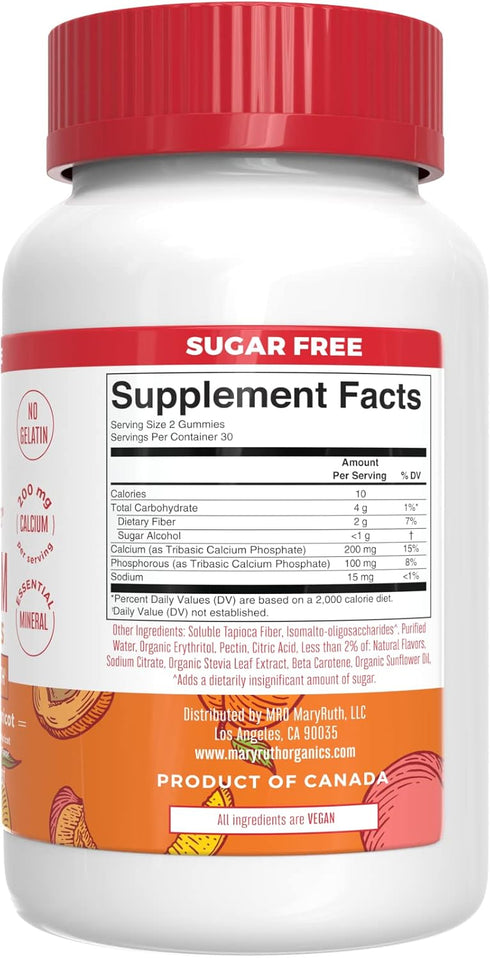 MaryRuth Organics Calcium Supplement | Sugar Free Calcium Gummies for Strong Bones, 60 Count