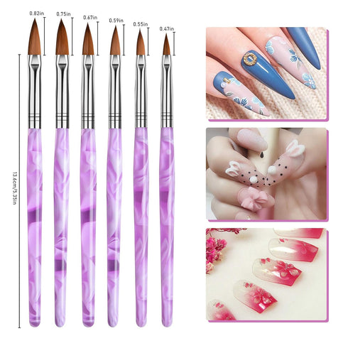 TOROKOM 19 Pcs Nail Art Brushes Set, Acrylic Nail Brush Set for Nail Art Painting and Dust Removal Tools (Purple)