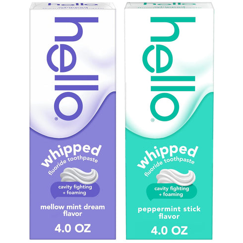 Hello Whipped Mellow Mint Dream and Peppermint Stick Toothpaste Pack, Minty Adult