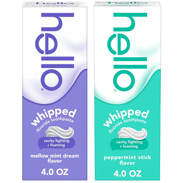 Hello Whipped Mellow Mint Dream and Peppermint Stick Toothpaste Pack, Minty Adult