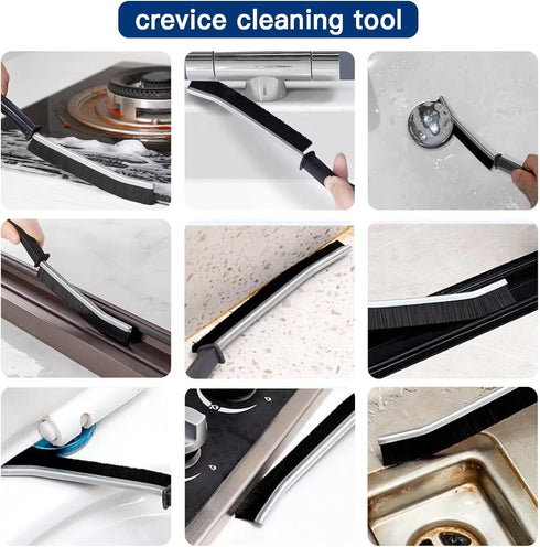 Crevice Cleaning Brush, Hard Bristle Tool for Small Gaps, Effective for Kitchen, Toilet, and Window Cleaning (12), Black