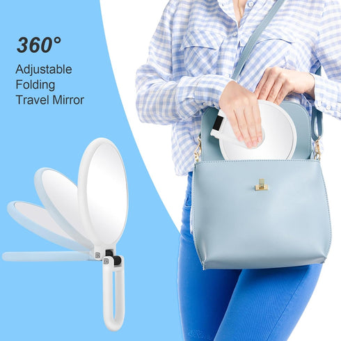 30x Magnifying Travel Mirror, Handheld Double Side Mirror with 1X 30X Magnification & Adjustable Handle for Makeup
