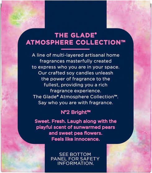 Glade Soy Candle, Crafted Air Freshener, Atmosphere Collection, No 2 Bright, Sweet Pea Pear, 4.2 Oz