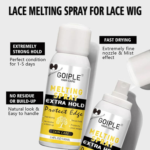 Lace Melting Spray, Glue-Less Hair Adhesive for Wigs, Strong Hold Wig Spray for Closure Front Extensions