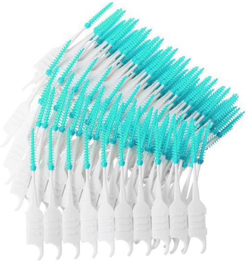 200PCS Interdental Brushes Double-Ended Silicone Toothpick Dual-Ended Dental Floss Pick with Silicone Bristles Disposable Dental Brushes Between Teeth