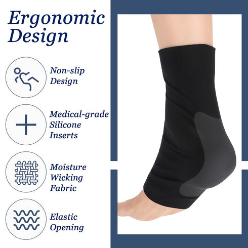 Hpmjz 2 PCS Achilles Tendon Heel Protector Ankle Support Sock Open Toe ompression Sock Compression Padded Sleeve Socks