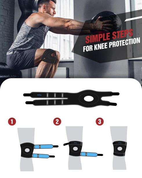 MitButy Knee Support for Men & Women Adjustable Knee Brace with Open Patella & Built-in Patella Gel Pads for Running