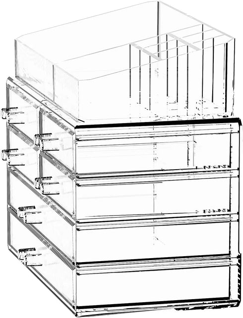 ZHIAI Stackable Storage Drawers, Clear Acrylic Bathroom Counter Organizer for Makeup, Kitchen, Home Storage
