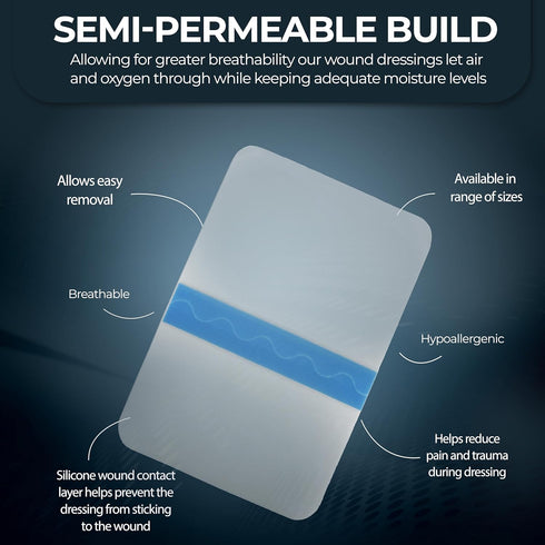 MED PRIDE Sterile Adhesive Transparent Film Dressing, 10 Pack (6'' x 8''), for Wound Care, Burns, Tattoos