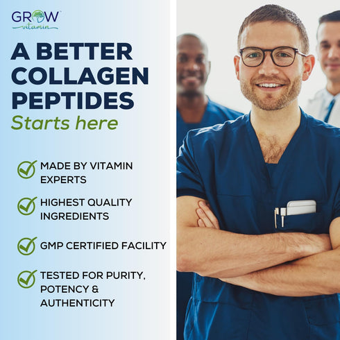 Collagen Peptides Powder 20g with Hyaluronic Acid & Biotin, Unflavored Grass Fed Collagen Powder for Hair, Nail, Skin &