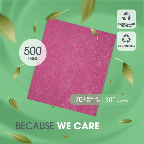 Premium Swedish Dishcloths for Kitchen (10 x Watermelon), Eco-Friendly, Reusable, Absorbent, Cellulose & Cotton