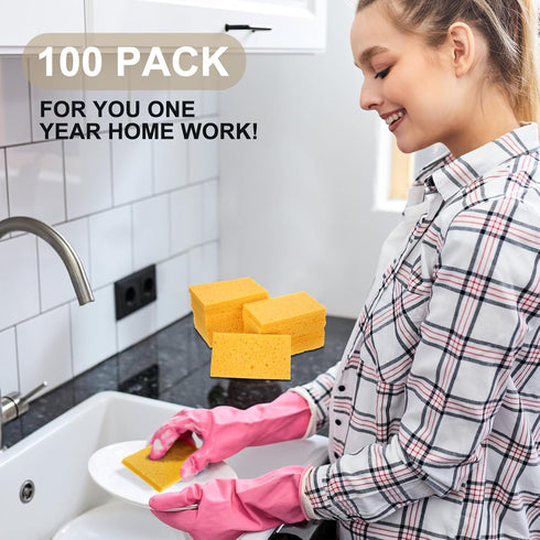 Zhengmy 100 3.9 2.4 0.12 Inch Pieces Sponges Bulk Sponges Kitchen Compressed Sponge Natural Dish Sponge Compressed Wood