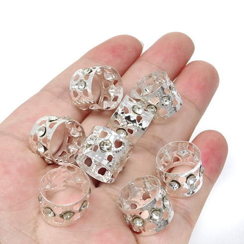 Honbay 20PCS Silver Rhinestone Hair Rings, Dreadlocks Beads, Braiding Hair Jewelry