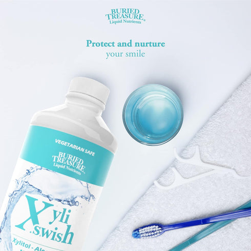 Xyli Swish - All Natural Nano Silver, Xylitol & Aloe Mouthwash, Alcohol and Fluoride Free, Peppermint Flavor, 16oz