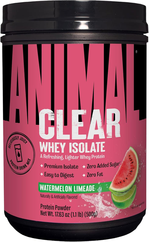 Clear Whey Isolate Protein Powder - Easy to Digest, 5g BCAA, Watermelon Limeade, 500g (20 Servings)