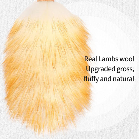 Feather Duster: Lambswool Duster with Solid Wooden Handle, Anti-Static Washable Reusable Small Hand Duster for Home