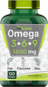 Triple Omega 3? 6? 9: 3600mg x 120 Softgels | Omega Essential Fatty Acids from Fish Oil, Flaxseed Oil, & Olive Oil