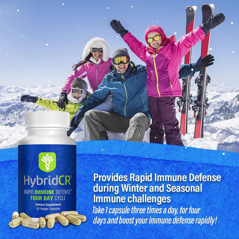 HybridCR Rapid Immunity Supplement - Zinc, Echinacea, Andrographis, Ginseng, Selenium, Gluten-Free, 30 Veggie Caps
