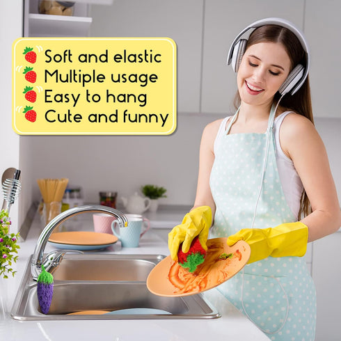 10 Pieces Fruit Dish Scrubber, Non Scratch Double Layered Kitchen Sponge, No Odor for Washing Dishes, Cookware, Tubs,