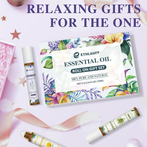 Set, Essential Oil Roll On Natural Aromatherapy Roll On, Relaxation Gift for Women and Men