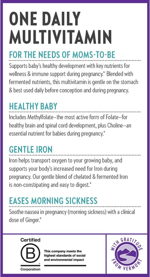 New Chapter Prenatal Vitamins, One Daily Multivitamin with Methylfolate + Choline for Healthy Mom & Baby, 30 Count