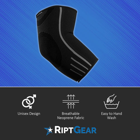 RiptGear Elbow Compression Sleeve - Elbow Brace for Men and Women, Support Treatment for Tendonitis, Joint Pain